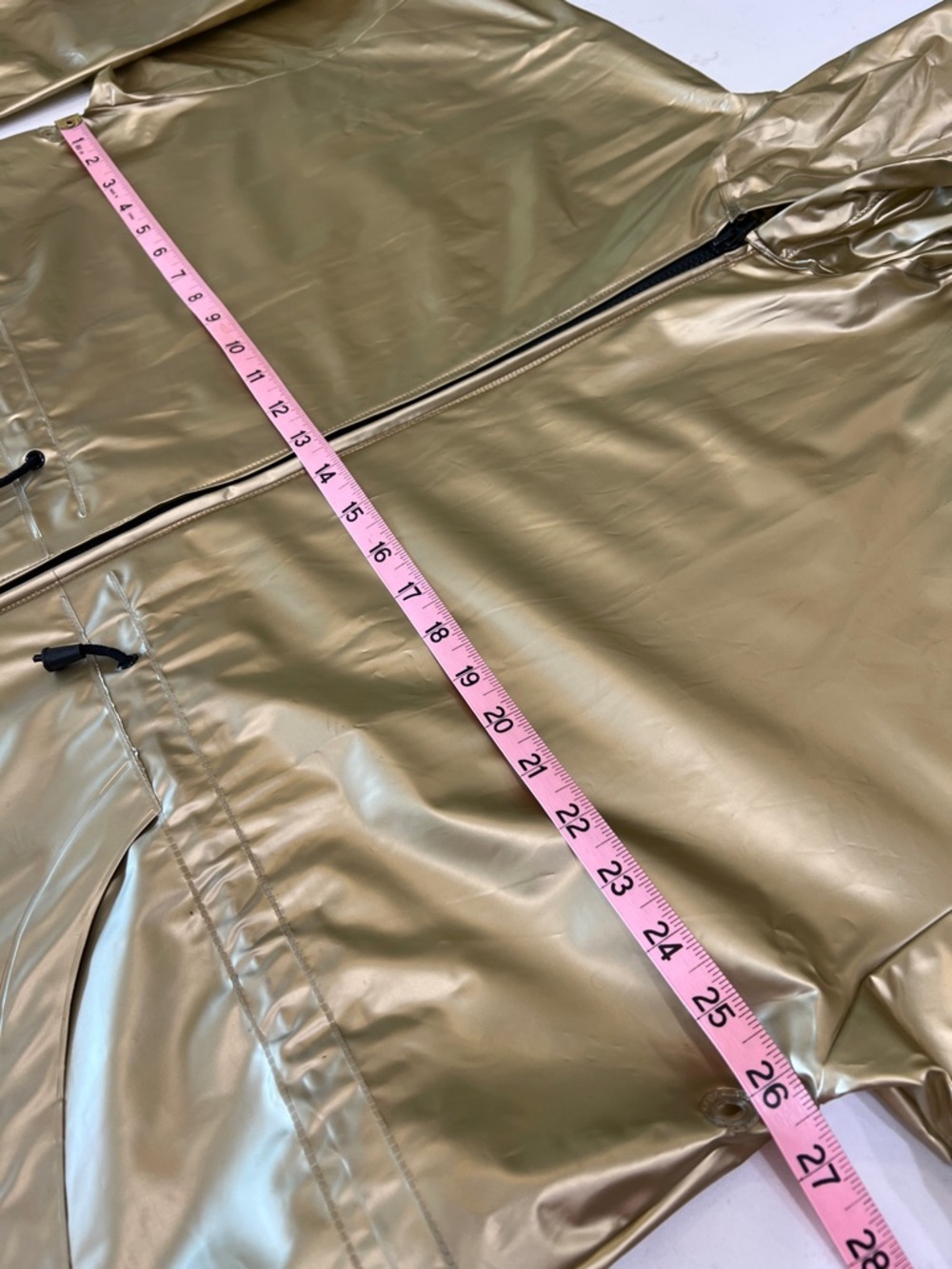 Betmar Gold Vinyl Hooded Raincoat Zip Front Oversized M - Picture 6 of 8